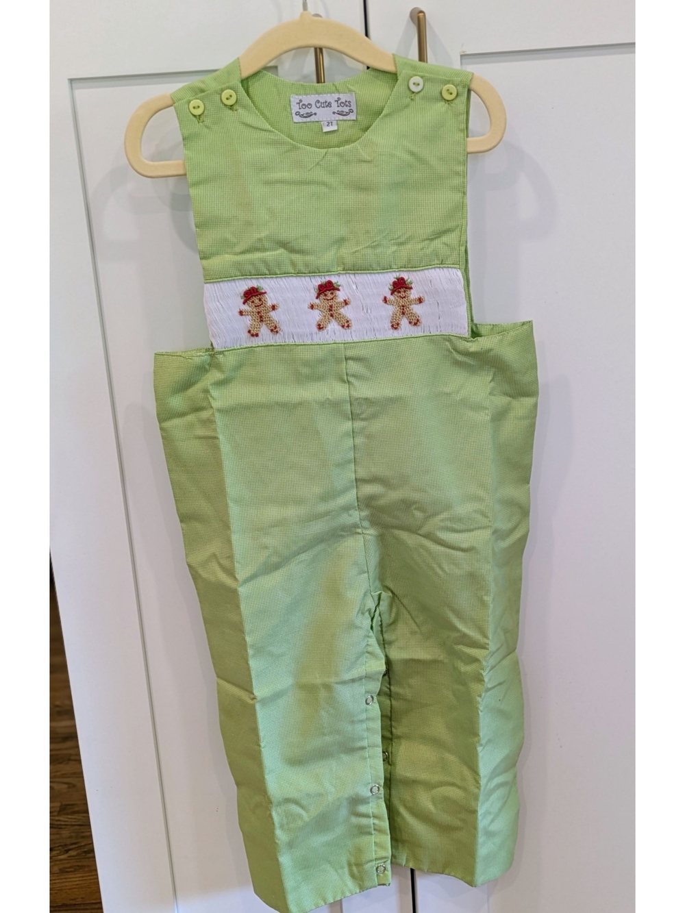 Green Smocked Gingerbread Toddler Jon Jons